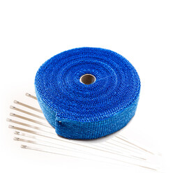 Blue Exhaust Heat Wrap (15m x 50mm) + Stainless Steel Ties